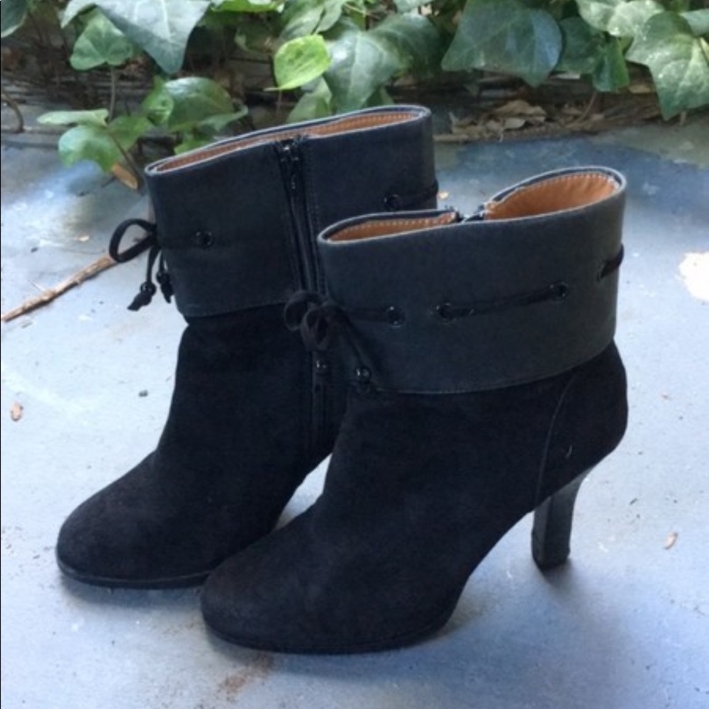 Black Sofft suede ankle booties